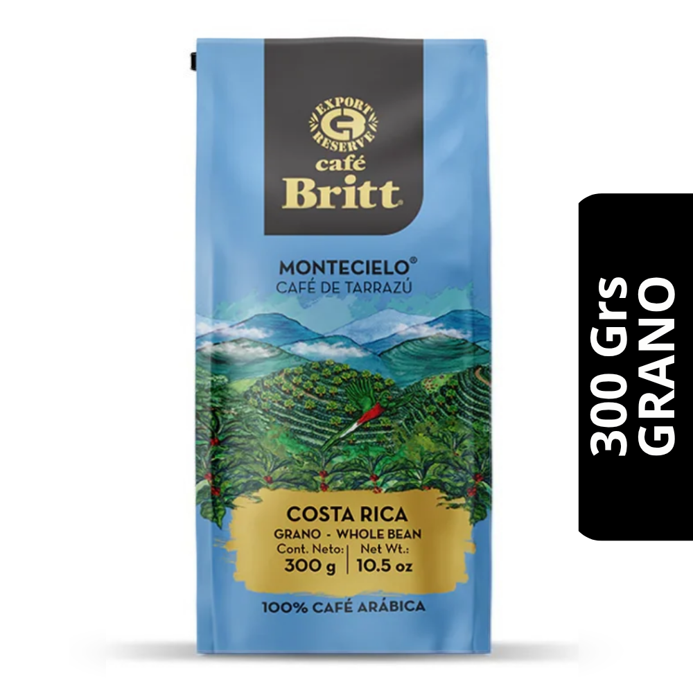 Café Britt Montecielo Tarrazú 300g en grano 100% Arábica de Costa Rica