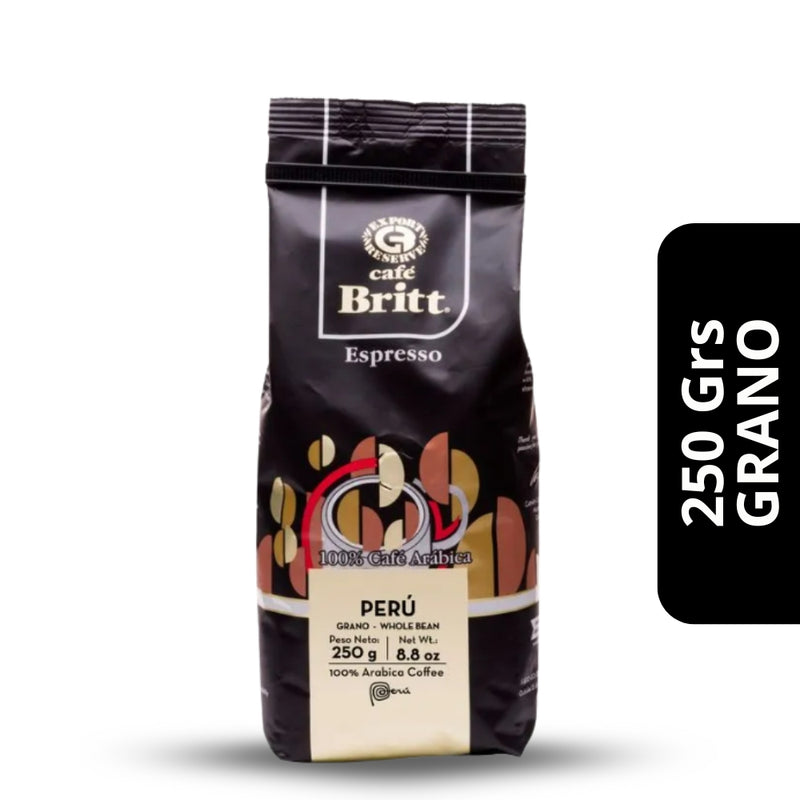 Café Britt Espresso Perú Molido 250g — 100% arábica andino, perfil intenso y complejo