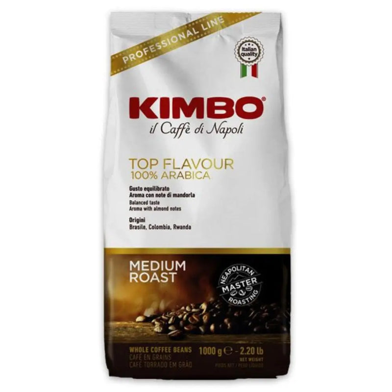 Kimbo Top Flavor en Grano 1kg — blend napolitano equilibrado, ideal para espresso
