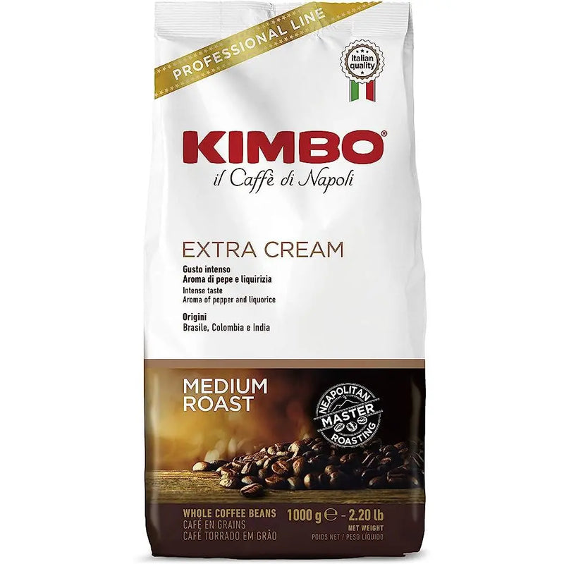 Kimbo Extra Cream en Grano 1kg — blend napolitano de crema abundante y cuerpo medio