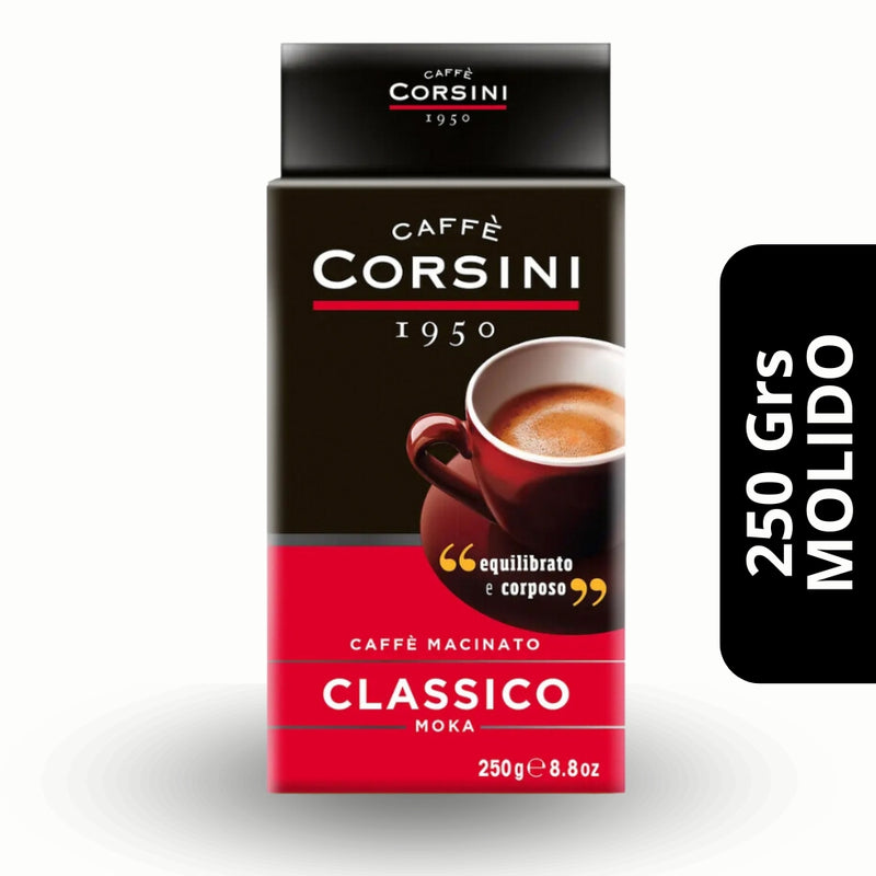 Café Corsini Classico Molido — 100% arábica para moka, intensidad 7/10