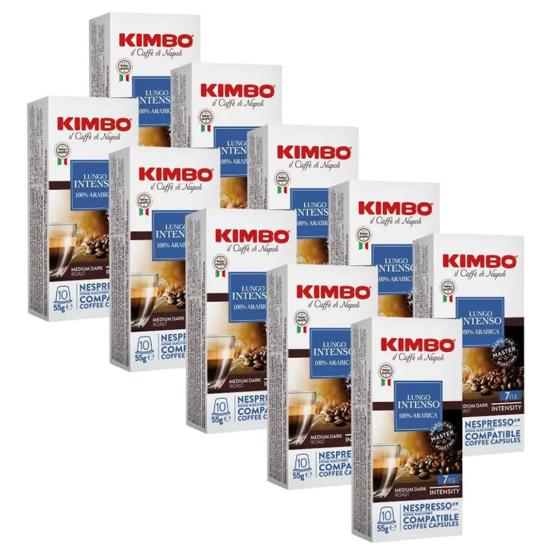 100 Cápsulas Nespresso Kimbo Lungo — cápsulas Nespresso Lungo, aroma suave y cuerpo profundo