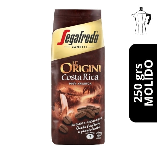 Café Segafredo Le Origini Costa Rica Molido 250g — 100% arábica de San José, intensidad 7, sabor afrutado