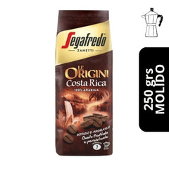 Café Segafredo Le Origini Costa Rica Molido 250g — 100% arábica de San José, intensidad 7, sabor afrutado