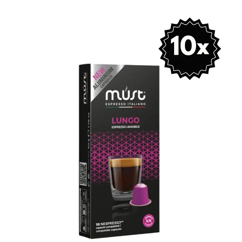 100 Cápsulas Must Lungo para Nespresso — notas de cacao y frutos secos tostados