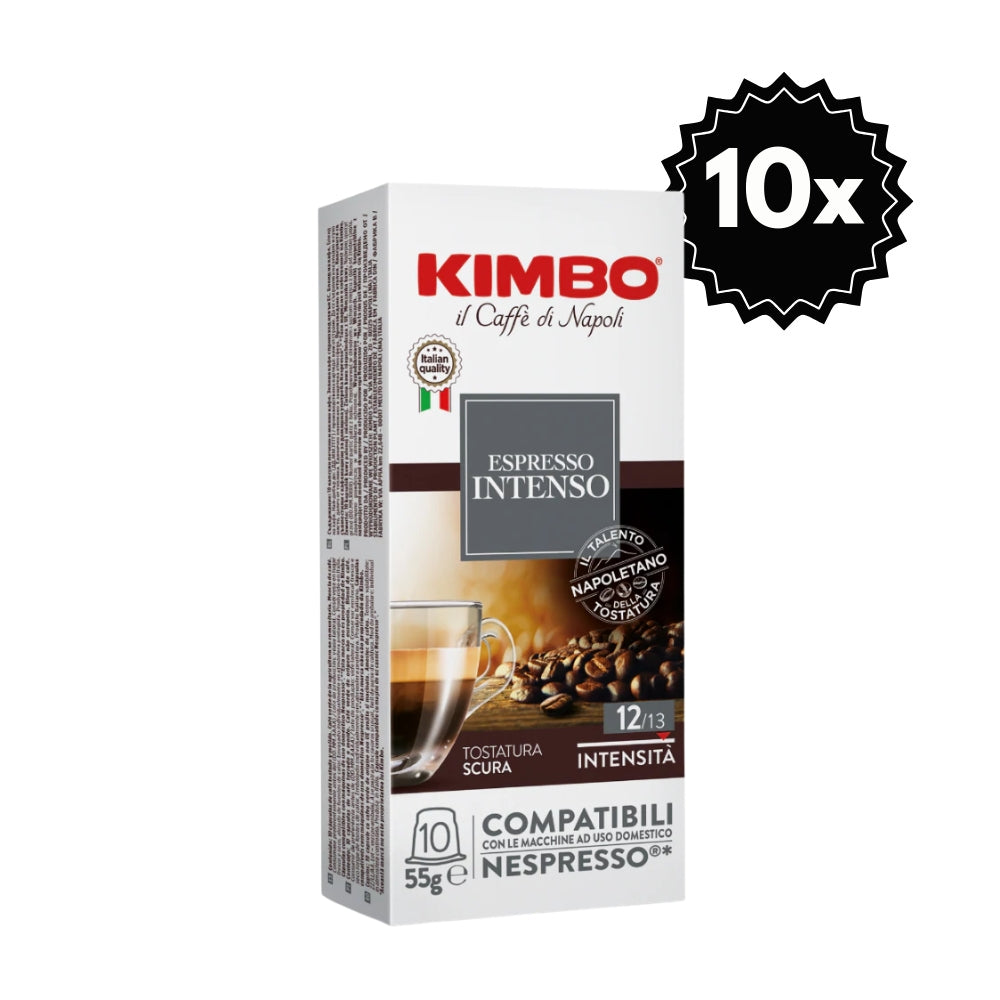 100 Kimbo Intenso Cápsulas Nespresso® — cápsulas Nespresso intensidad alta y cuerpo potente