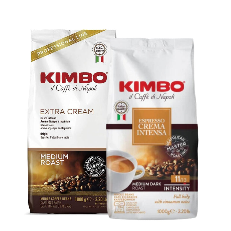 Pack Kimbo Extra Cream + Crema Intensa en Grano — dos blends napolitanos para espresso