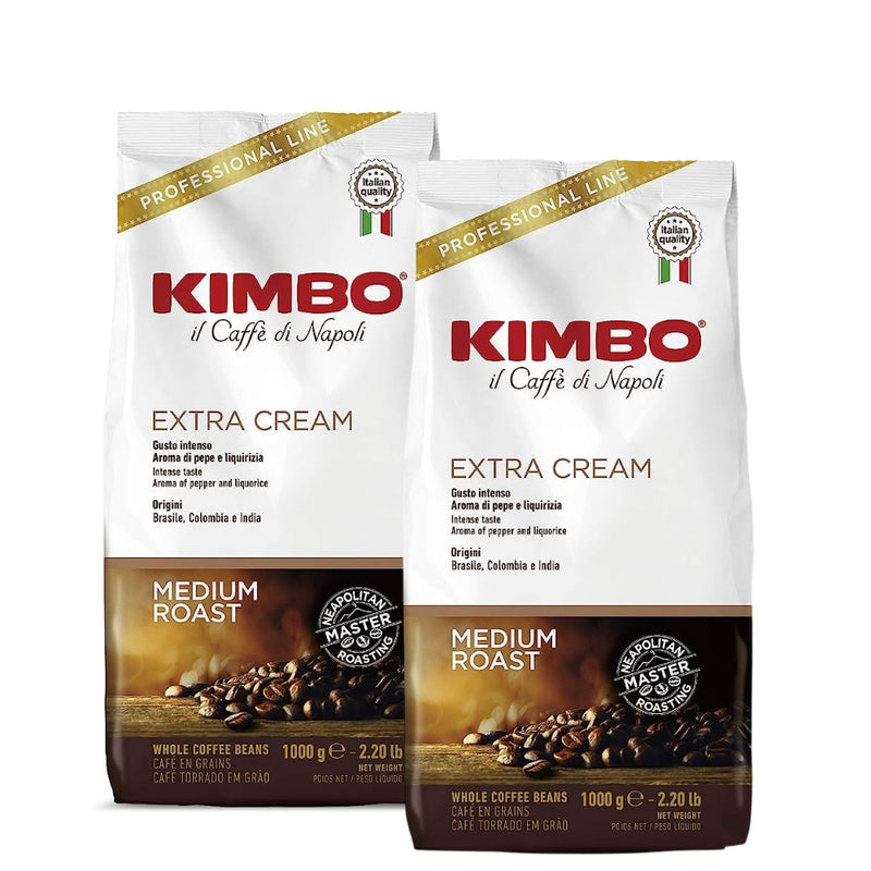 2x Café Kimbo Extra Cream en Grano 1kg — blend napolitano de crema abundante