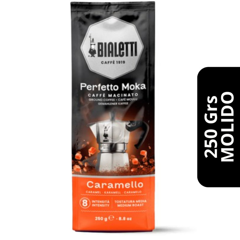 Café Bialetti Perfetto Moka Caramelo 250g — molido para moka, toque dulce a caramelo