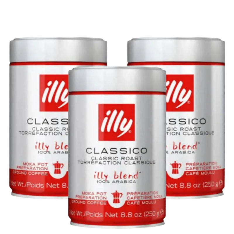 3x Café Illy Molido Moka 250g — molienda para cafetera italiana moka