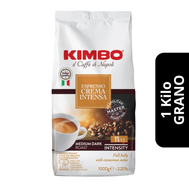 Kimbo Espresso Crema Intensa en Grano 1kg — crema espesa, cuerpo potente y sabor intenso