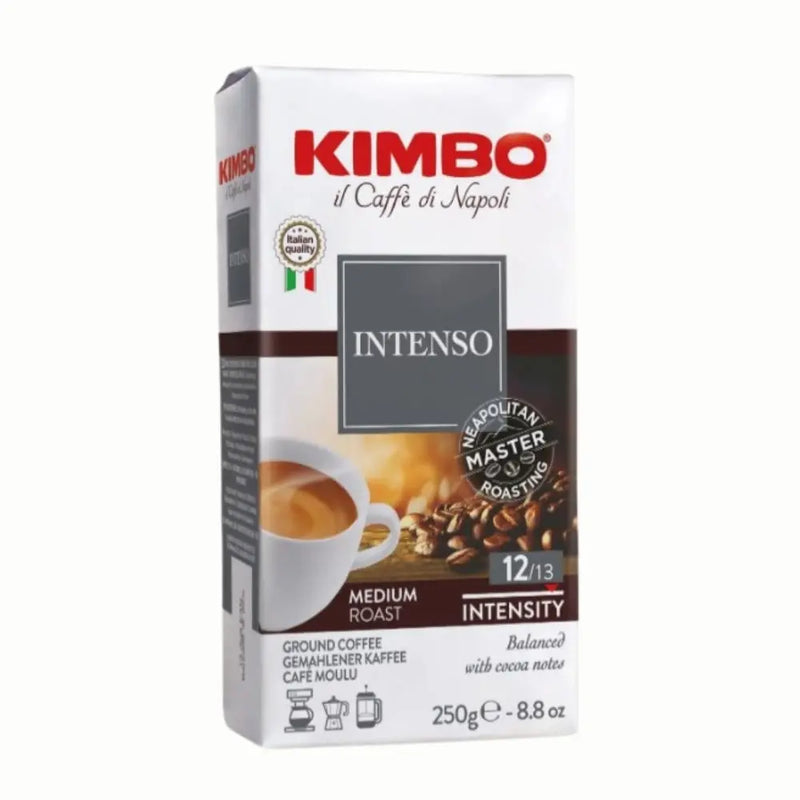 Café Kimbo Intenso Molido 250g — blend napolitano de cuerpo alto y aromas intensos