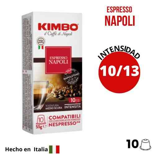 Cápsulas Kimbo Napoli para Nespresso — blend balanceado 80% arábica, cremoso y clásico