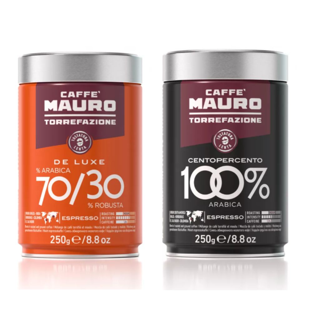 Pack Café Molido Mauro 500g — lata 100% Arábica y lata De Luxe, dos perfiles distintos