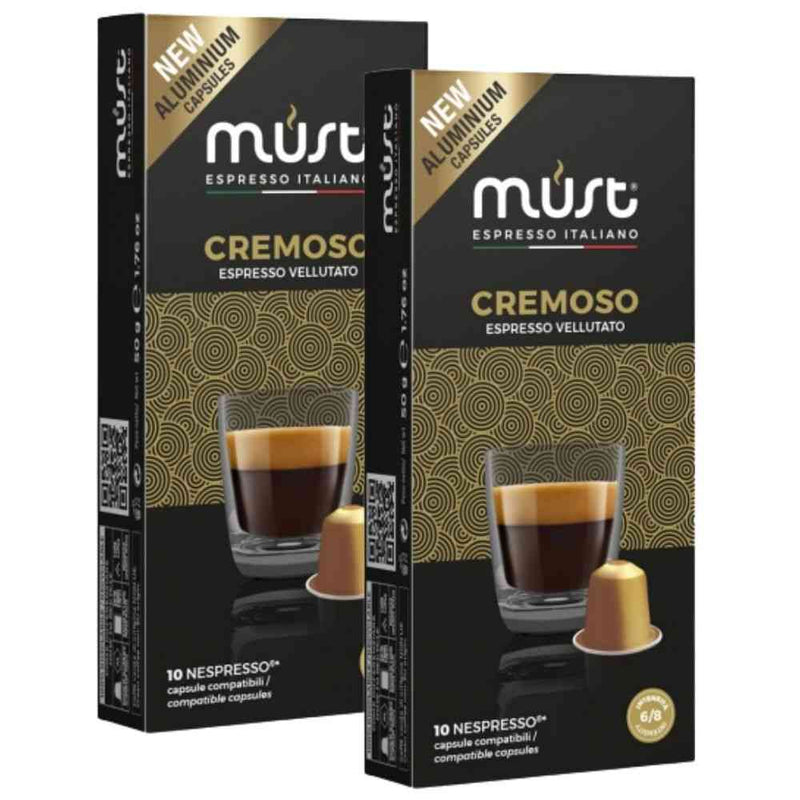 Pack 2x Cápsulas Must Cremoso para Nespresso — 100% arábica, notas de nuez y cacao