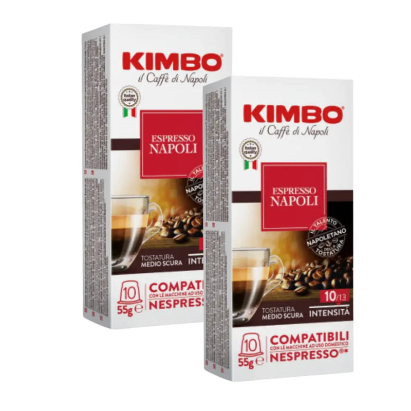 2x Cápsulas Kimbo Napoli Nespresso — blend balanceado 80% arábica, cremoso y clásico