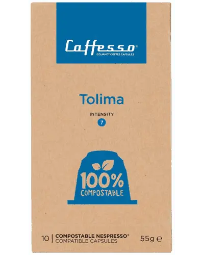Café Tolima Intensidad Media 100% Compostable Caffesso compatible Nespresso® - CoffeeLovers Capsulas Nespresso